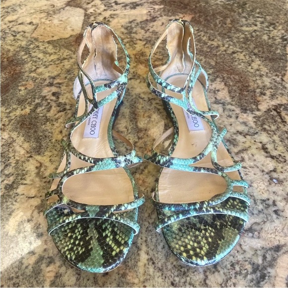 JIMMY CHOO Python strappy sandals size 39.5 9 9.5 - Picture 11 of 13
